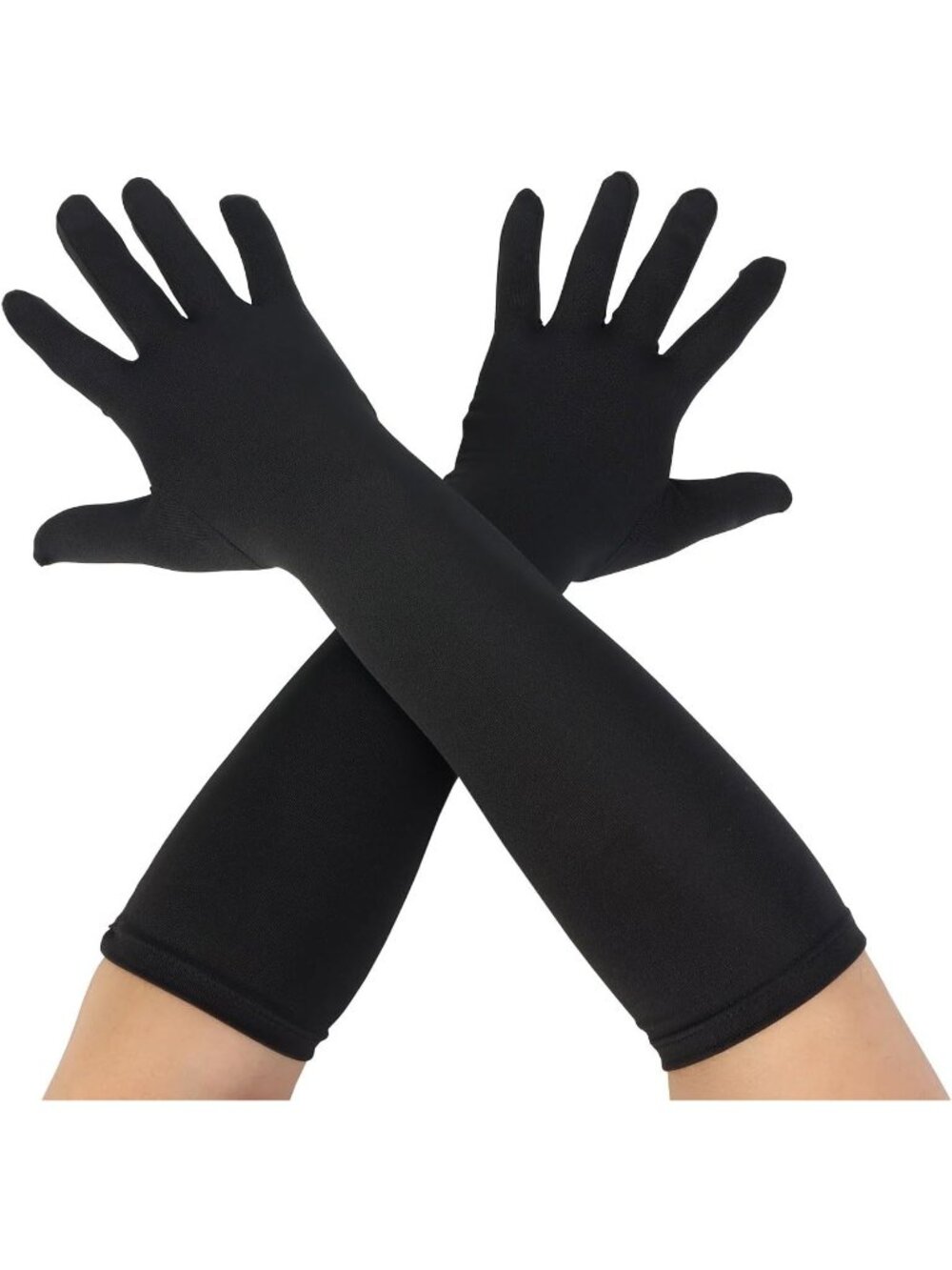 Women's Black Unisex 15" Long Elbow Spandex Costume Party Opera Gloves